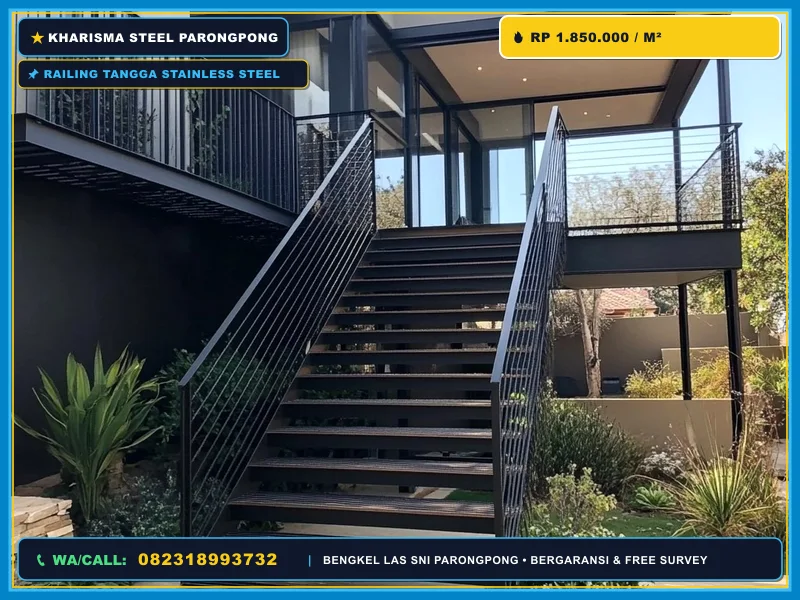 Railing Tangga Stainless Steel Rapi untuk Rumah Parongpong