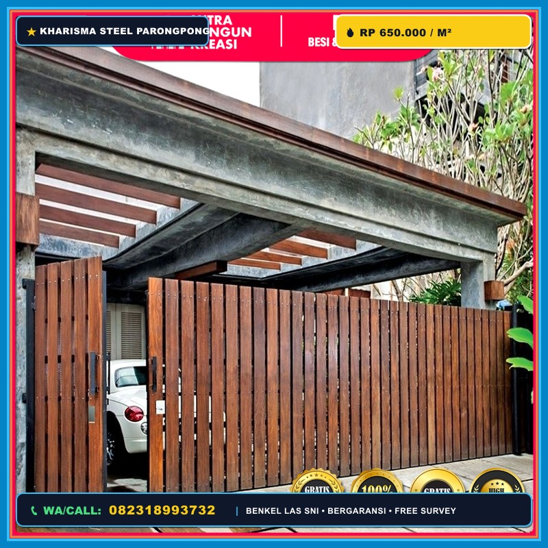Pagar Woodplank GRC Minimalis Padalarang